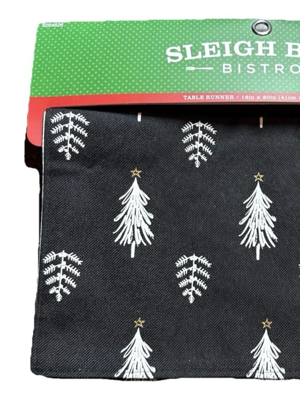Robert Stanley Home Collection Table Runner Christmas Trees 16x80 Black & White